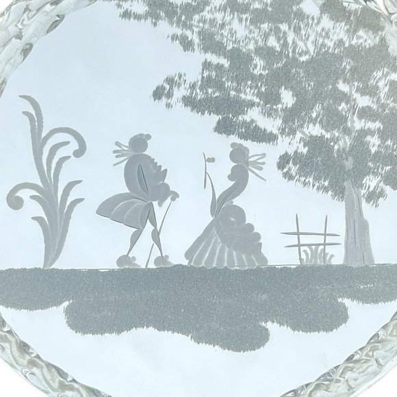 Vintage Venetian Glass Etched Mirror Tray Vanity Serving Ercole Barovier Italy - Picture 6 of 7